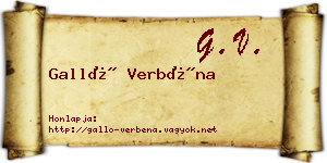 Galló Verbéna névjegykártya